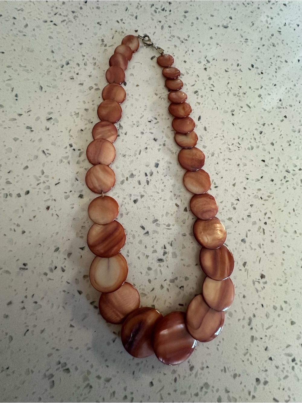 Shell Disk Necklace in Warm Caramel Brown - Women Jewelry